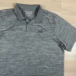 Under Armour The Performance Polo heather gray golf shirt Size 2XL Stretch
